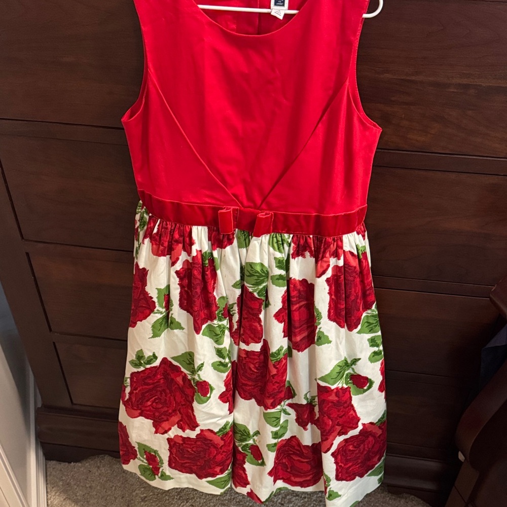 Janie and Jack size 10 Red Floral Kids Dress with tools. Holiday Christmas